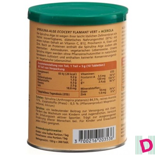 Spirulina Flamant Vert + Acerola (Vitamin C) Tabl 500 mg 1000 Stk
