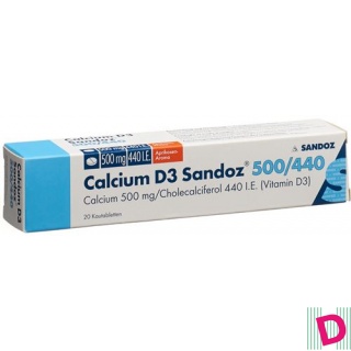 Calcium D3 Sandoz Kautabl 500/440 Aprikose 20 Stk
