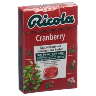 Ricola Cranberry Kräuterbonbons ohne Zucker mit Stevia Box 50 g
